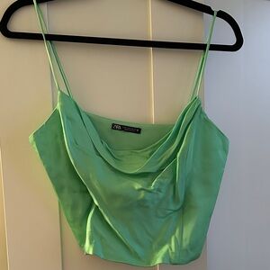 Zara Mint Green Cropped top. Size Medium
